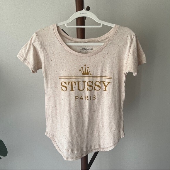 Stussy “PARIS” Oatmeal Tee - Picture 1 of 4